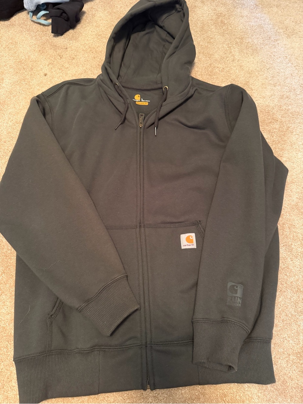 Carhartt Men’s Dark Green Full-Zip Hooded Work Jacket